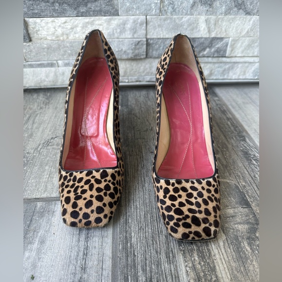 Kate Spade Leopard Print (Calf Hair) Block Fall Heels Made in Italy Size 9B - Picture 4 of 10